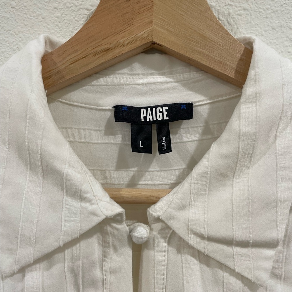 PAIGE White Tiered Button-Up Dress Size Large - Picture 4 of 12